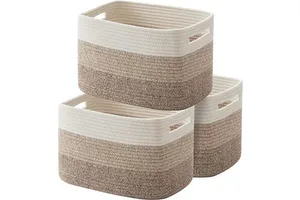 Storage Basket, Woven Baskets for Storage, Cotton Rope Basket for Toys,Towel Baskets for Bathroom