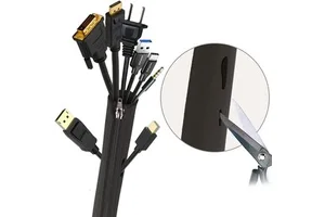 JDD Flexible Neoprene Cable Sleeve Cord Organizer System With Zipper for TV Computer Office Home Entertainment