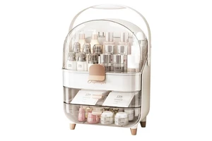 Large Capacity Dustproof Plastic Storage Box for Cosmetics Luxury Display Stand for Mask Lipstick Skin Care Products Square