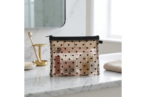 Premium Transparent Mesh Makeup Bag | Organized Travel Cosmetic Pouch | Durable Nylon Toiletry Organizer with Zipper
