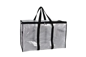 HSO17 Clear Transparent PP Woven Moving Bags Large Capacity Waterproof Clothes Quilt Storage Bag Heavy Duty Tote with Zipper