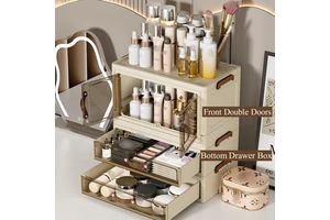 OEM Large Foldable Storage Box PP Plastic Makeup and Jewelry Organizer Cosmetics Folding Storage Bin