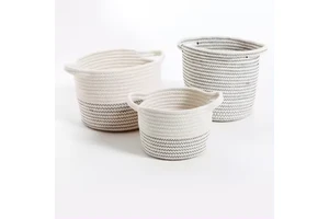 Wholesale Home Decor Cotton Rope Woven Storage Basket Foldable Storage Container Storage Baskets for Organizing