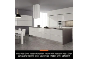 Modern White High Gloss Modular Kitchen Cabinets with MDF Soft Close Custom for American Residential Projects