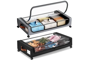 Metal Drawer Containers Underbed Shoe Storage Box Organizer Rolling Under Bed Storage With Wheels for Clothes Blankets