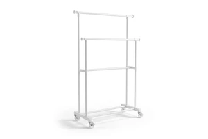 A Three-tier Coat Storage Rack Is Installed. Carbon Steel Garment Rail.2.8cm Thick Pipe.Applicable to Bedroom Balconie