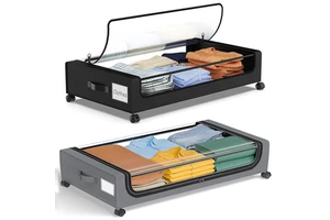 Under Bed Storage Containers With Wheels and Lid Large Capacity Underneath Bed Organizer Easy Assembly Anti-tear Rolling