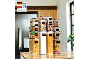 High-quality 16-Piece Plastic Storage Containers Set With Sealed Lid For Kitchen Food Preservation Grains Dried Fruits Dry Foods