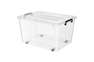 62L Clear Wheel Storage Box With Black Clips