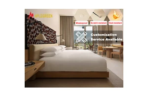 Luxury Modern 5 Star Hotel Bedroom Furniture Set Customized Wooden King Bed Wardrobe Nightstand Eco-Friendly 10 Year Warranty