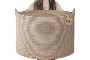 EXTRA Large Cotton Rope Woven Storage Basket 21.7" X 21.7" X 13.8" For Baby Blanket Toy Laundry & Tool Storage