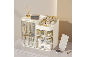 Factory New Modern PP Rectangle Bedroom Cosmetics Storage Box 3-6L Multifunction Sustainable Drawer Transparent Partition Skin