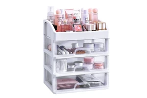 Cheap Plastic Vanity Countertop Storage Box Makeup Organizer with 3 Drawers for Cosmetics Brushes Nail Lipstick and Jewelry