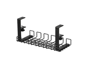 Metal Wire Organizer with Clamp, No Drill Desk Cord Rack for Cable Management, Computer Wire Organizer for Office and Home