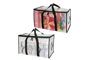 Wholesale Large Capacity Transparent Zipper Storage Bag Wardrobe Under Bed Storage Bag Clothes Bedding Quilts Toys