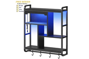 Modern Custom-made Adjustable Metal Multi-functional Wall-mounted Storage Rack with Hooks