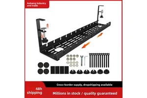 No Drilling Extendable Metal Under Desk Cable Management Clamp Retractable Power Strip Cord Holder Office Organizer 31Inch