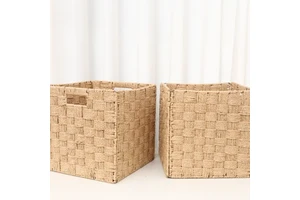 Wholesale Environmentally Friendly Rectangular Woven Storage Basket with Handle for Storing and Organizing Toy Clothes