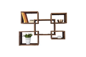 Factory Wood Wall Mounted 98x60cm Large Capacity Classic Painted Flexible Design Custom Logo Storage Rack 5 Piece Set Home