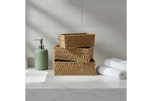 Natural Wicker Storage Basket Woven Baskets with Built in Handles