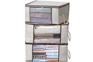 Home Basics Minimalist Foldable Storage Bag Underbed Quilt Blanket Organizer Dust & Moth Proof Quilt Storage For Home