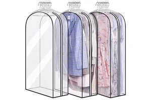 All Clear Gusseted Hanging Garment Bags for Clothes Shirts Coats Dresses-PE Material Suit Closet Storage Bag