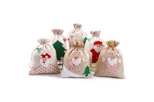 OEM Drawstring Eco-Friendly Cotton Christmas Gift Bag Premium for Christmas Gift Candy Storage