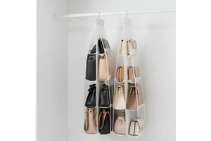 Hot Selling 6-Pocket Foldable PVC Hanging Handbag Organizer Wardrobe & Living Room Transparent Dustproof Storage Bag