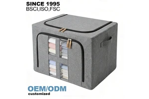 Large Capacity Foldable Clothing Storage Bag with Zipper Collapsible Wardrobe Organizer for Home Closet