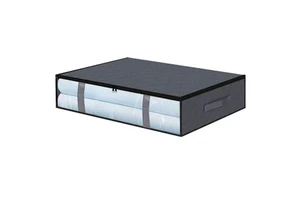 Underbed Storage Box Boxes with Viewing Window 4 Handles Under Bed Foldable Blanket Storage Bag Clothes Organizer Containers