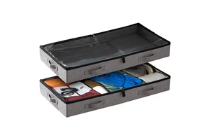 Sturdy Underbed Organizer with Clear Windows Bed Storage Containers for Clothes Pillow and Blanket Use for Tools
