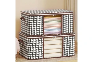 48L Fabric Storage Bags Bedroom Quilt Clothes Container Bag Wardrobe Organizer Underwear Sweater Jacket Coat Clothes Storage Box
