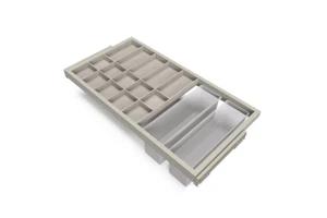 Emuca Adjustable Drawer Organizer Kit Soft-Close Guide Frame Auxiliary Tray Cabinets Storage Modules Spain Model 7029549