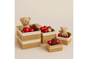 Set of 3 Natural Woven Multi-Purpose Storage Baskets