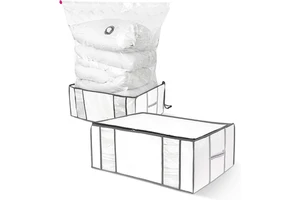 Transparent Foldable Lightweight Multifunctional Non-Woven Fabric Clothing Storage Bag 35L Capacity Detachable Design