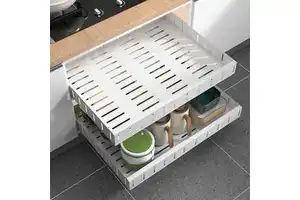 Heavy-Duty Pull Out Cabinet Organizer Expandable Slide Out Drawers Kitchen Cabinet Organizer for Food and Spice Storage