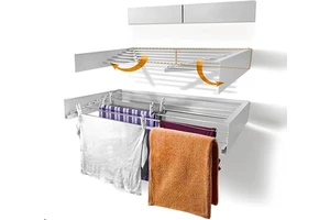 Heavy Duty Wall Mount Drying Rack Foldable Metal Wardrobe for Towel Coat Storage, Home Organization
