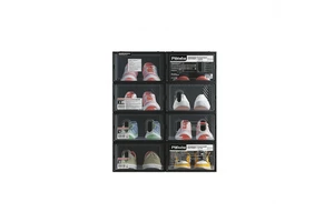 Pibbaba Stackable Shoe Storage Cabinet Clear Front Plastic Sneaker Organizer Box Dustproof Entryway Closet Bedroom for Men Women