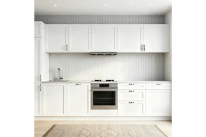 Modern Minimalist White MDF Wood Lacquer Custom Modular Kitchen Storage Cabinets With Hinge For Kitchen Projects