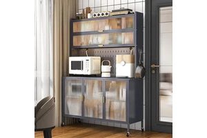 Free Standing Steel Retailer Kitchen Floor Multi-layer Organizer Storage Holder with Door Containers Cabinet