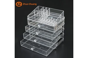 Wholesale Custom 4 Layers Clear Acrylic Makeup Organizer Large Capacity Dustproof Drawer Cosmetic Jewelry Storage Box