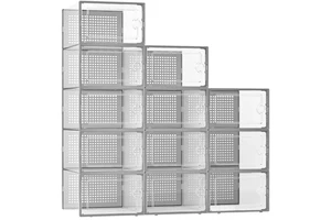 Clear Shoe Box Stackable Plastic Sneaker Storage Organizer Drop Front Transparent Dustproof Drawer Container With Lid