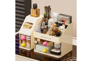 Desktop Dustproof Makeup Box High End Organizer Compartmentalized Large Cosmetics Storage Box