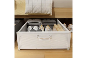 Under Bed Storage With Wheels, With Sturdy Metal Tubes Rolling Under Bed Drawer Storage Container