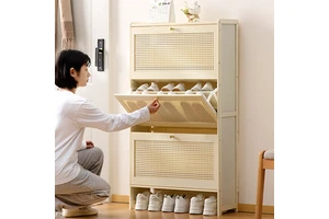 2024 Popular Ultra-Thin Bamboo Shoe Cabinet Modern Antique Living Room Furniture with Convertible Design