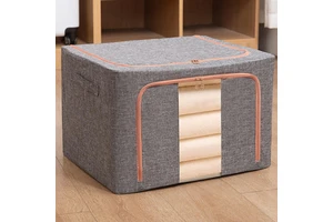 Multifunctional Folding Steel Frame Clothing Storage Box Comforter Closet Clothes Storage Bag with Metal Steel Frame