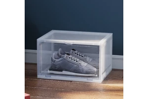Stackable Transparent Plastic Shoe Box Rectangle Shape Collapsible Sneaker Cabinet for Shoe Storage