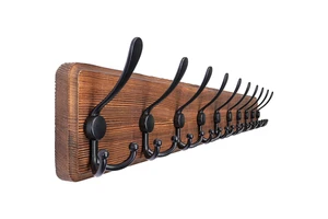 Space Saving Rustic Large Coat Rack Wall Mount Long Wood Hat Robe Coat Rack Hanger Hook Farmhouse Coat Hanger for Wall Hanging