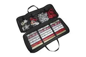 Christmas Gift Wrapping Organizer with Storage - Large Capacity Plastic Storage Box with Lid, 32.28x13.39x5.12 Inches
