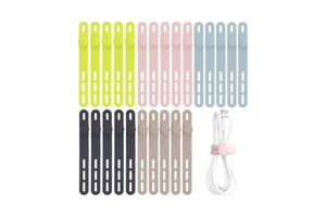 Silicone Cable Ties High Elasticity Cord Wraps Organizer Electrical Cords Storage Bag Phone Chargers Earphones Bathroom Living